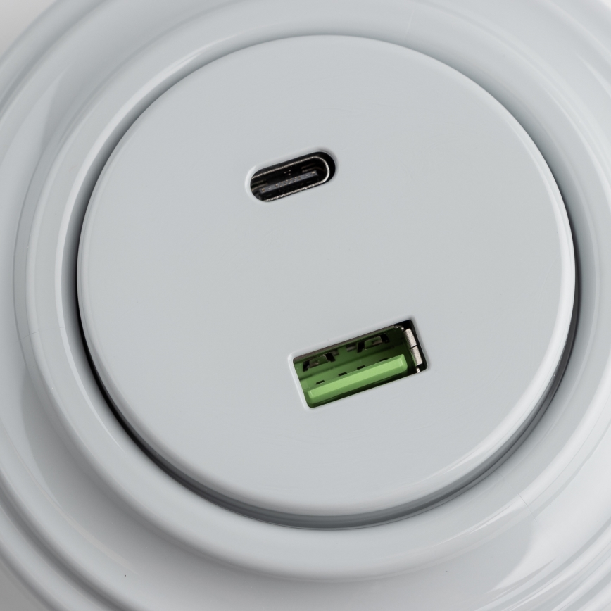 Kliklap - Retro USB zásuvka A+C s rámečkem šedá