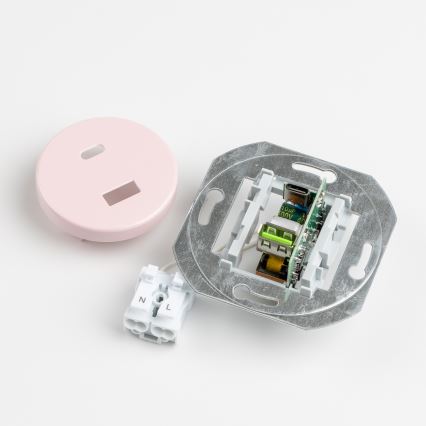 Kliklap - Retro USB zásuvka A+C s rámečkem starorůžová