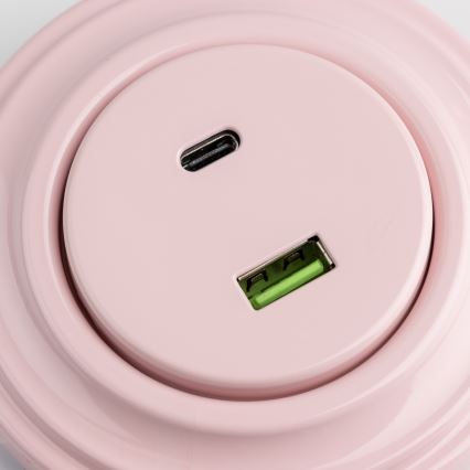Kliklap - Retro USB zásuvka A+C s rámečkem starorůžová