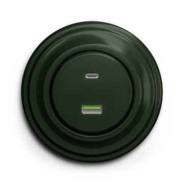 Kliklap - Retro USB zásuvka A+C s rámečkem zelená