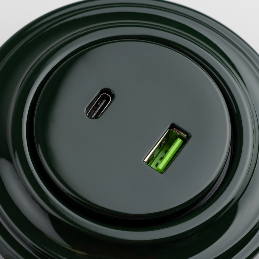 Kliklap - Retro USB zásuvka A+C s rámečkem zelená