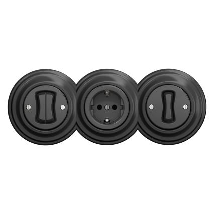 Kliklap - Retro zásuvka domovní bez rámečku SCHUKO 230V/16A antracit
