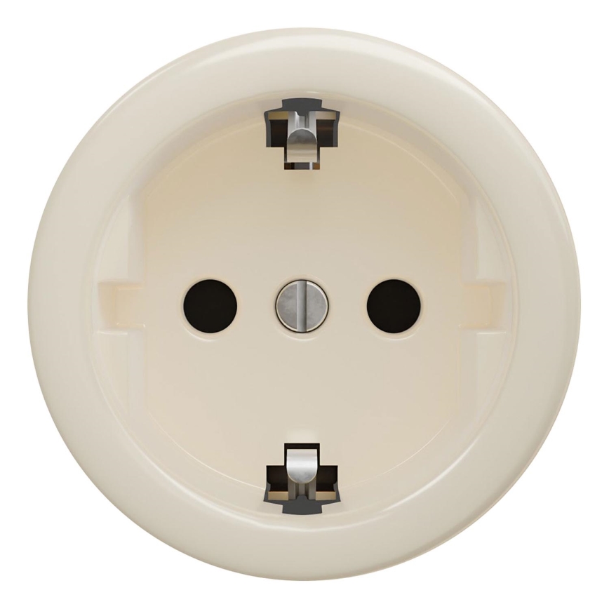 Kliklap - Retro zásuvka domovní bez rámečku SCHUKO 230V/16A béžová