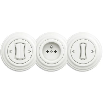 Kliklap - Retro zásuvka domovní bez rámečku SCHUKO 230V/16A bílá