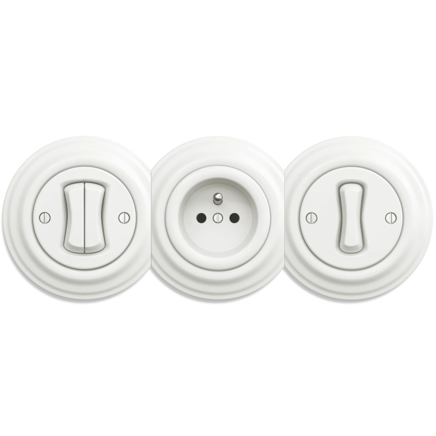Kliklap - Retro zásuvka domovní bez rámečku SCHUKO 230V/16A bílá