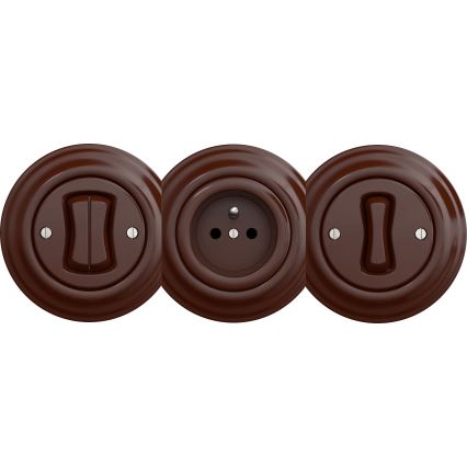 Kliklap - Retro zásuvka domovní bez rámečku SCHUKO 230V/16A hnědá