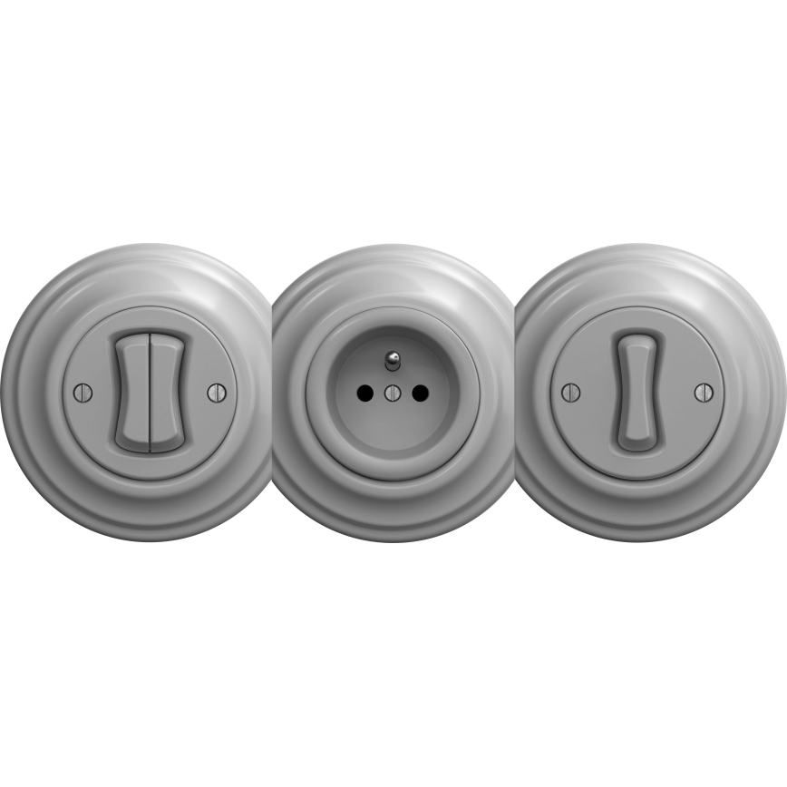 Kliklap - Retro zásuvka domovní bez rámečku SCHUKO 230V/16A šedá