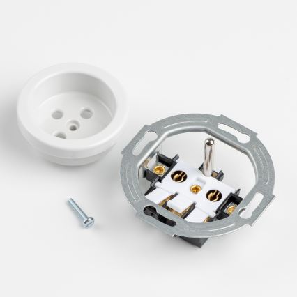 Kliklap - Retro zásuvka domovní s rámečkem 230V keramická bílá