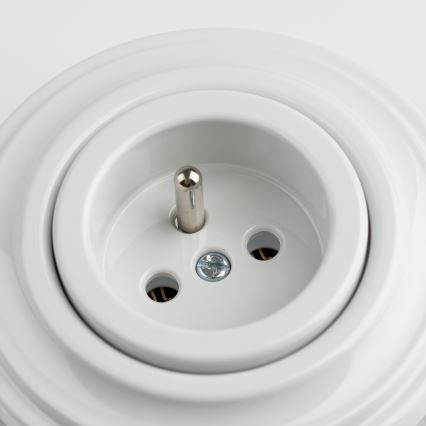 Kliklap - Retro zásuvka domovní s rámečkem 230V keramická bílá