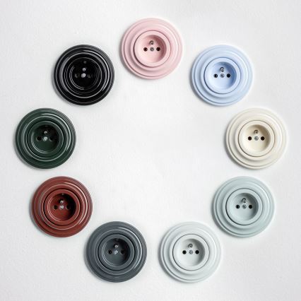 Kliklap - Retro zásuvka domovní s rámečkem 230V keramická bílá