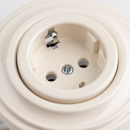 Kliklap - Retro zásuvka domovní s rámečkem SCHUKO 230V/16A béžová