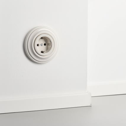 Kliklap - Retro zásuvka domovní s rámečkem SCHUKO 230V/16A béžová