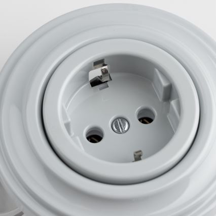 Kliklap - Retro zásuvka domovní s rámečkem SCHUKO 230V/16A šedá