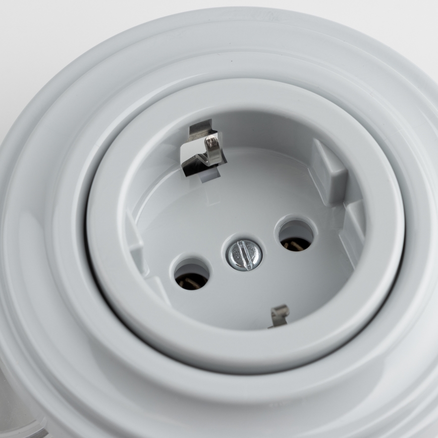 Kliklap - Retro zásuvka domovní s rámečkem SCHUKO 230V/16A šedá