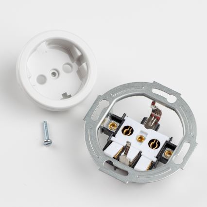 Kliklap - Retro zásuvka domovní s rámečkem SCHUKO 230V/16A sněhově bílá