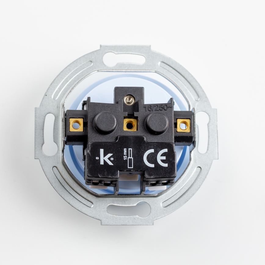 Kliklap - Trojitá retro zásuvka domovní s rámečkem 230V modrá