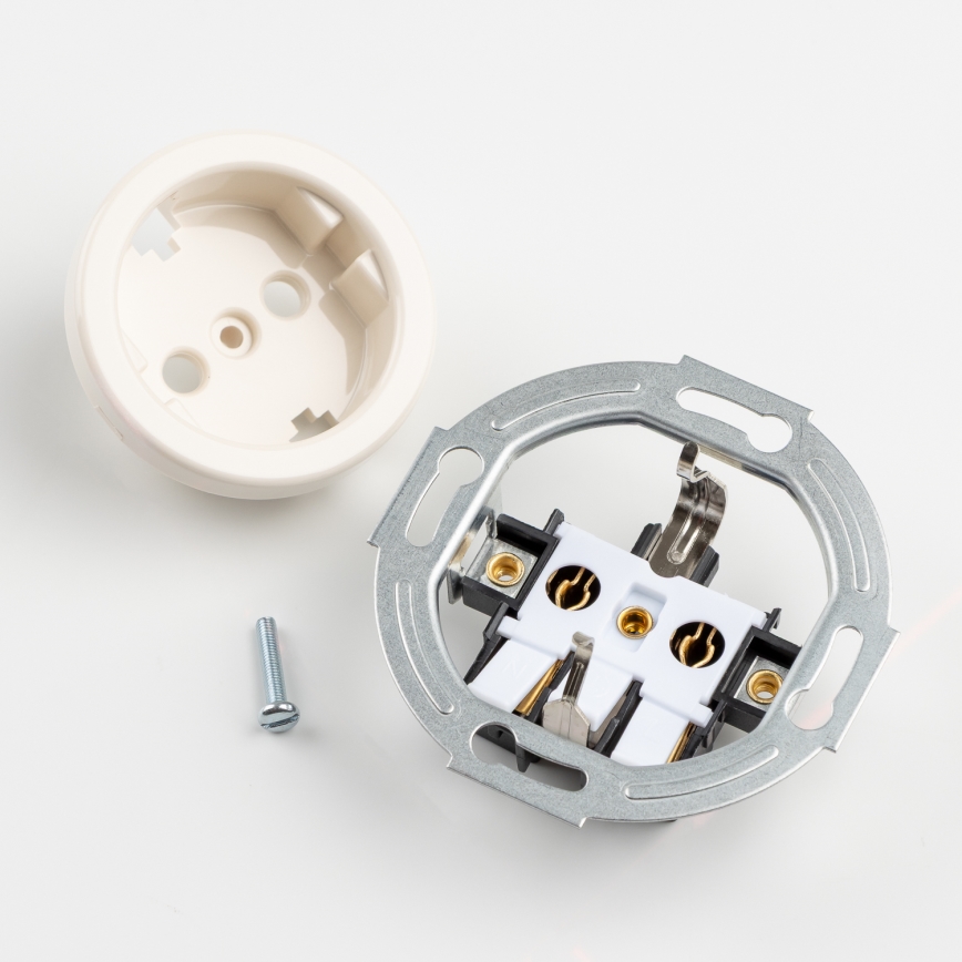 Kliklap - Trojitá retro zásuvka domovní s rámečkem SCHUKO 230V béžová