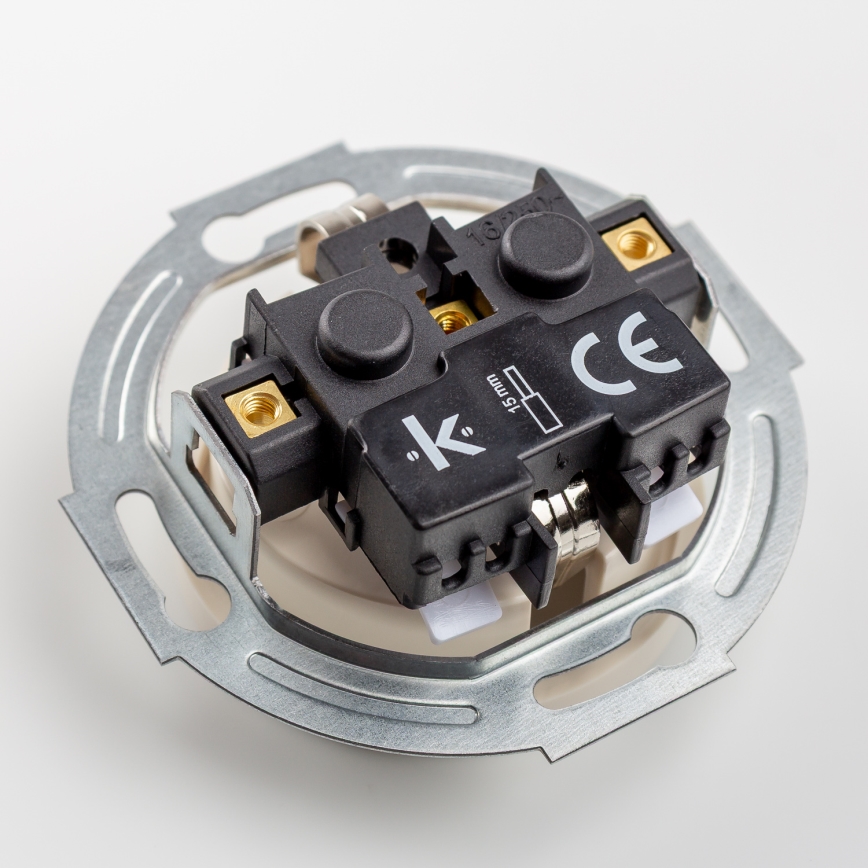 Kliklap - Trojitá retro zásuvka domovní s rámečkem SCHUKO 230V béžová