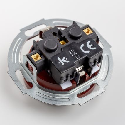 Kliklap - Trojitá retro zásuvka domovní s rámečkem SCHUKO 230V hnědá