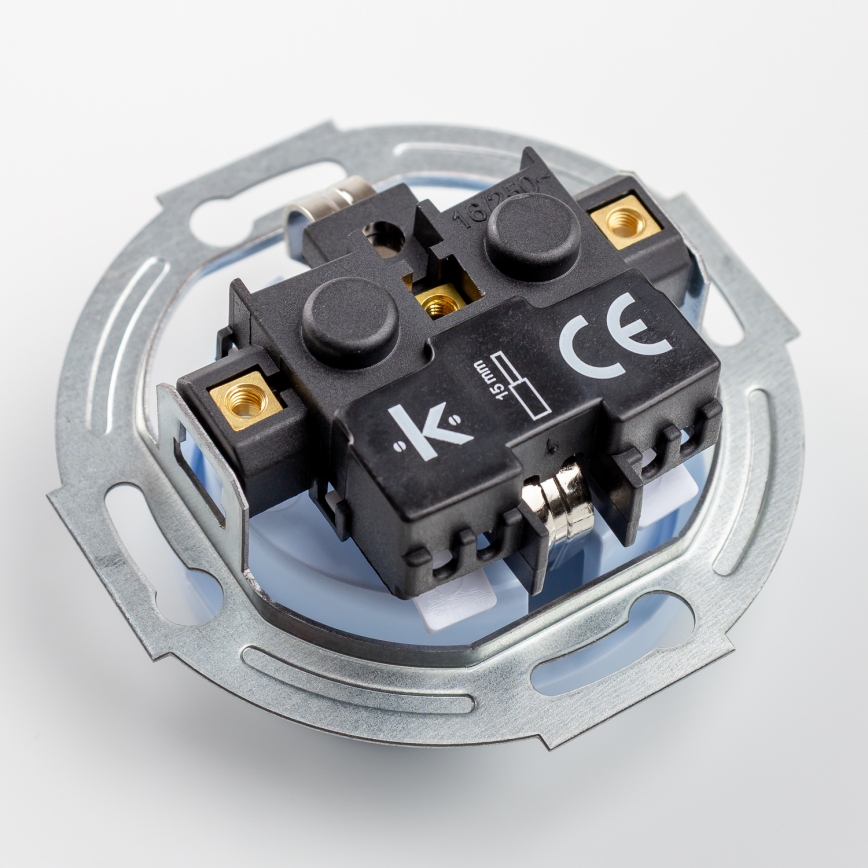 Kliklap - Trojitá retro zásuvka domovní s rámečkem SCHUKO 230V modrá