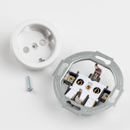 Kliklap - Trojitá retro zásuvka domovní s rámečkem SCHUKO 230V sněhově bílá