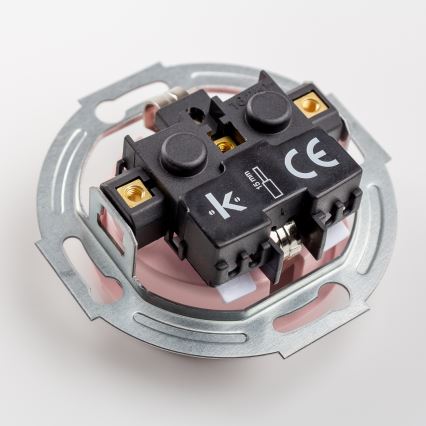 Kliklap - Trojitá retro zásuvka domovní s rámečkem SCHUKO 230V starorůžová