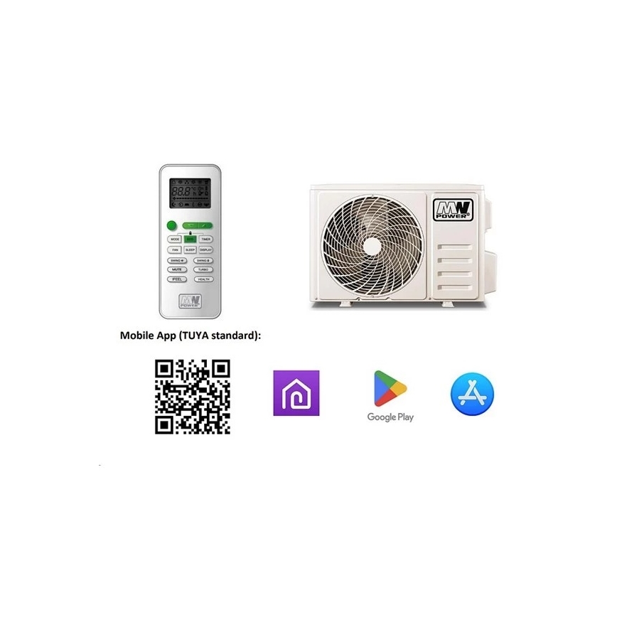 Klimatizace 09K V1 2,6 kW 9000 BTU Wi-Fi Tuya bílá + dálkové ovládání
