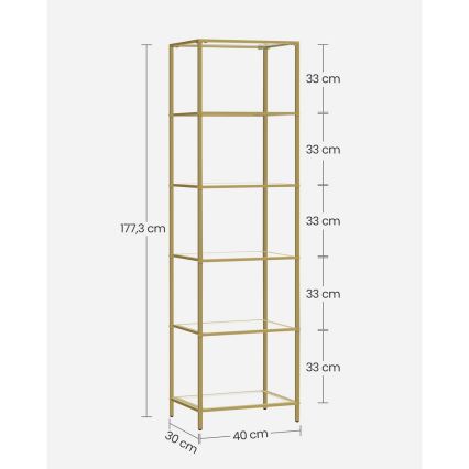 Knihovna GLASY 40x177x30 cm zlatá