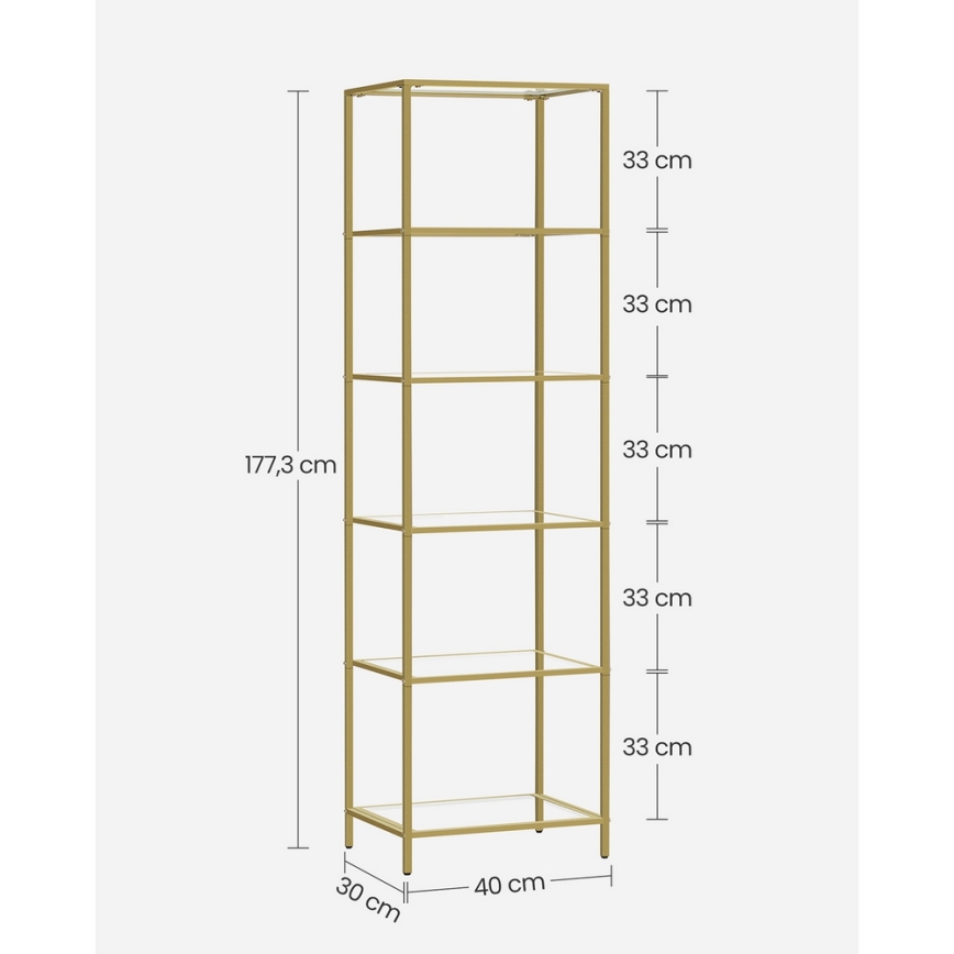 Knihovna GLASY 40x177x30 cm zlatá