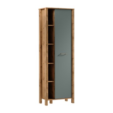 Knihovna MENTA 66x200x37 cm dub wotan/zelená