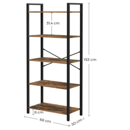 Knihovna NAVARO hnědá/černá