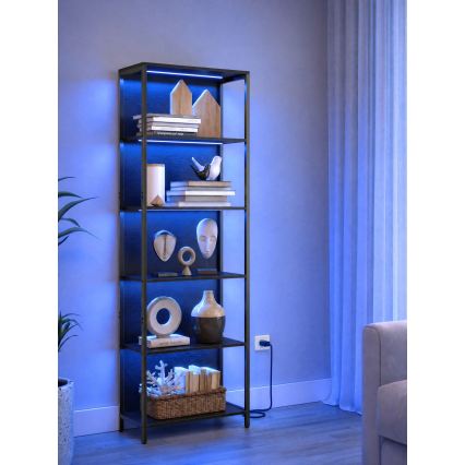 Knihovna s podsvícením NAVARO 60x179x30 cm černá