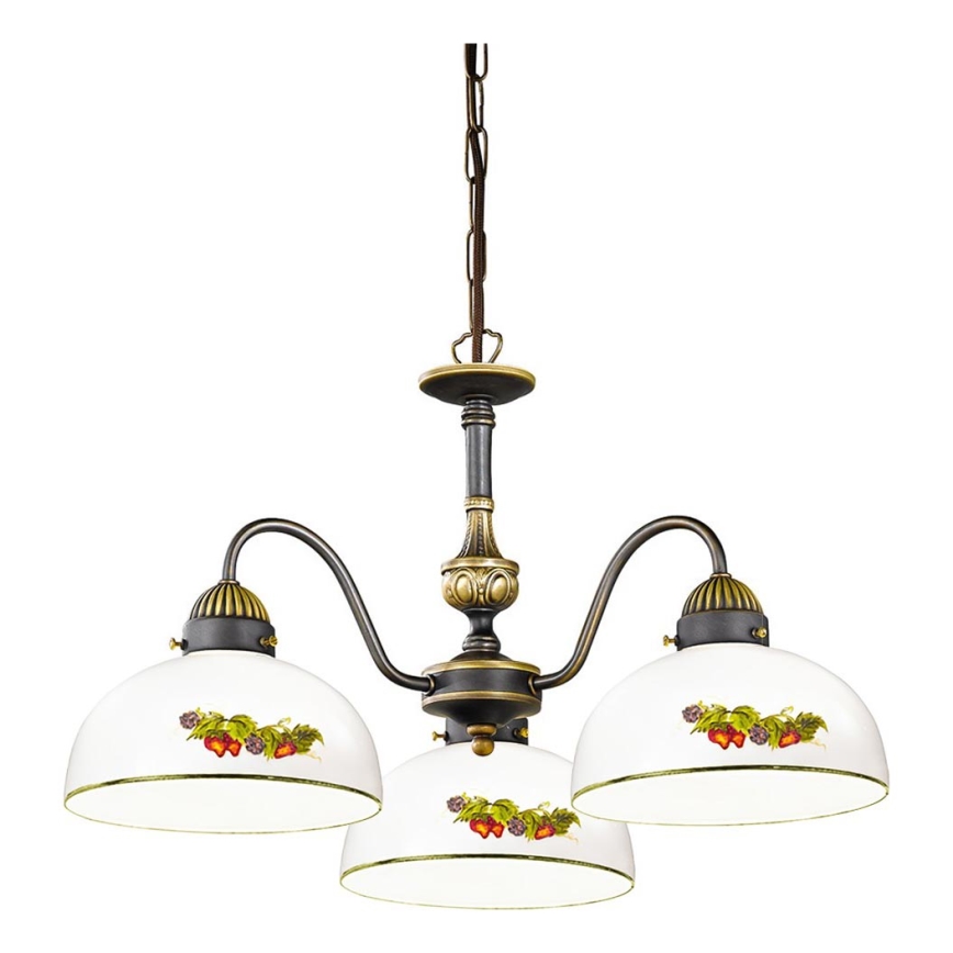 Kolarz 731.83.121 - Lustr na řetězu NONNA 3xE27/75W/230V víno/jahody