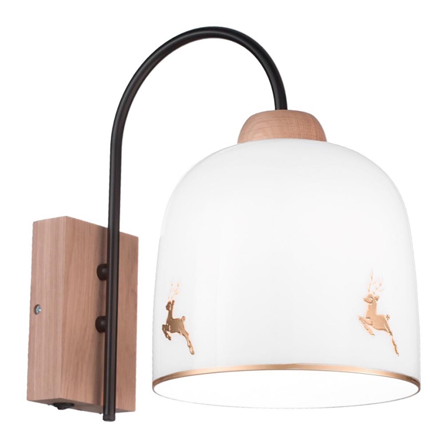 Kolarz A1352.61.Au.100 - Nástěnná lampa NONNA 1xE27/60W/230V jeleni dub/bílá/zlatá