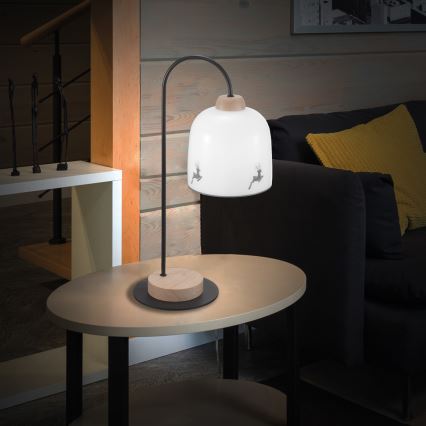 Kolarz A1352.71.Gr.100 - Stolní lampa NONNA 1xE27/60W/230V jeleni dub/bílá/šedá