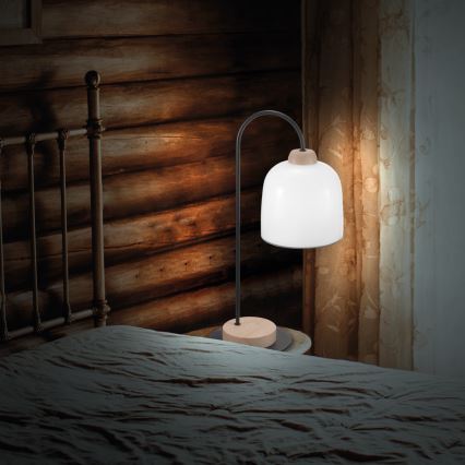 Kolarz A1352.71.Gr - Stolní lampa NONNA 1xE27/60W/230V dub/bílá/šedá