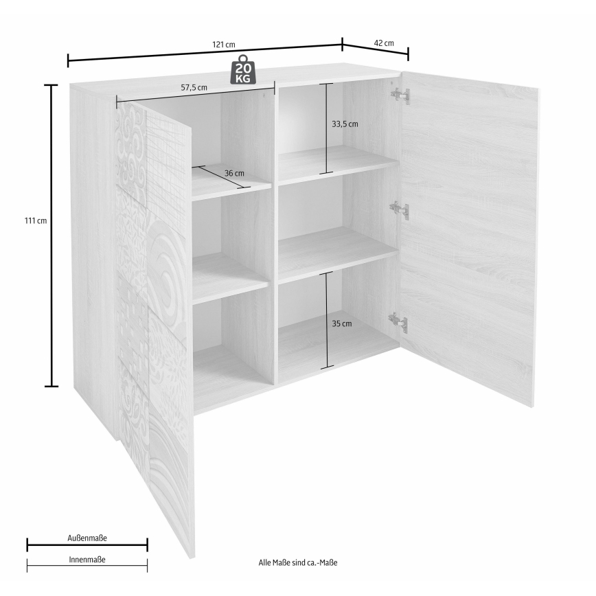 Komoda ARIA 121x111x43 cm dub sonoma