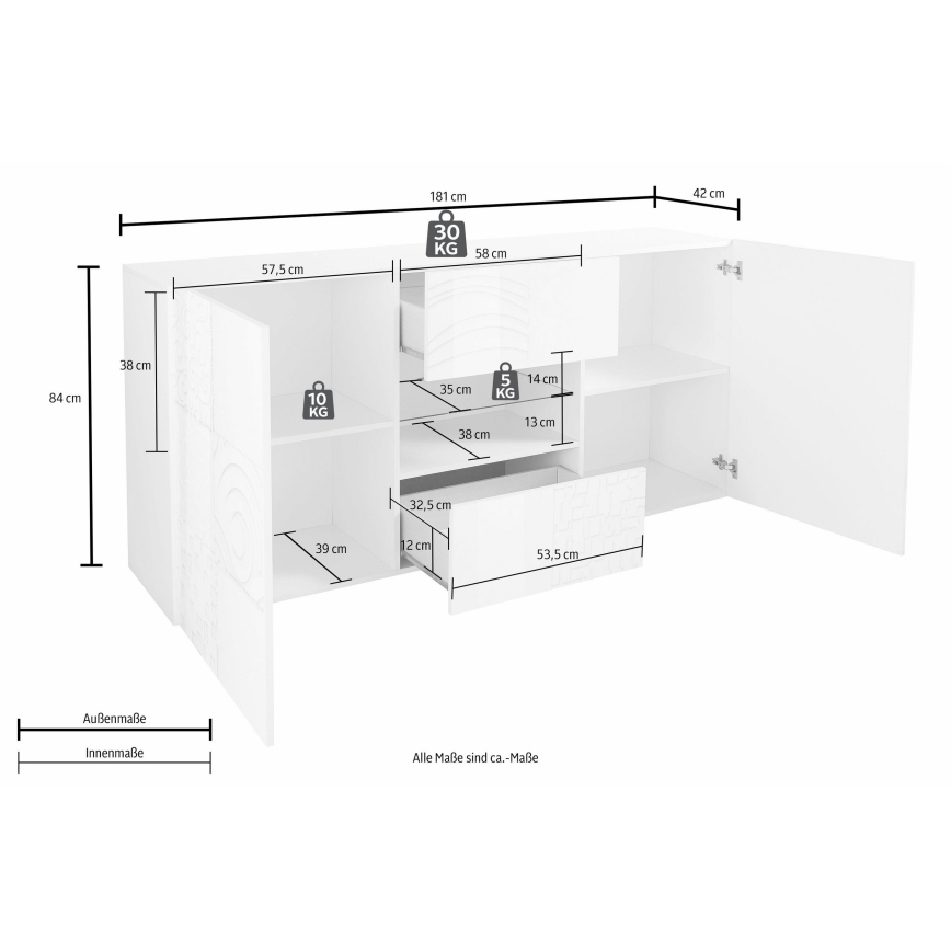 Komoda ARIA 181x84x43 cm antracit