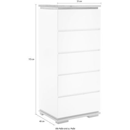 Komoda ARVI bílá/dub