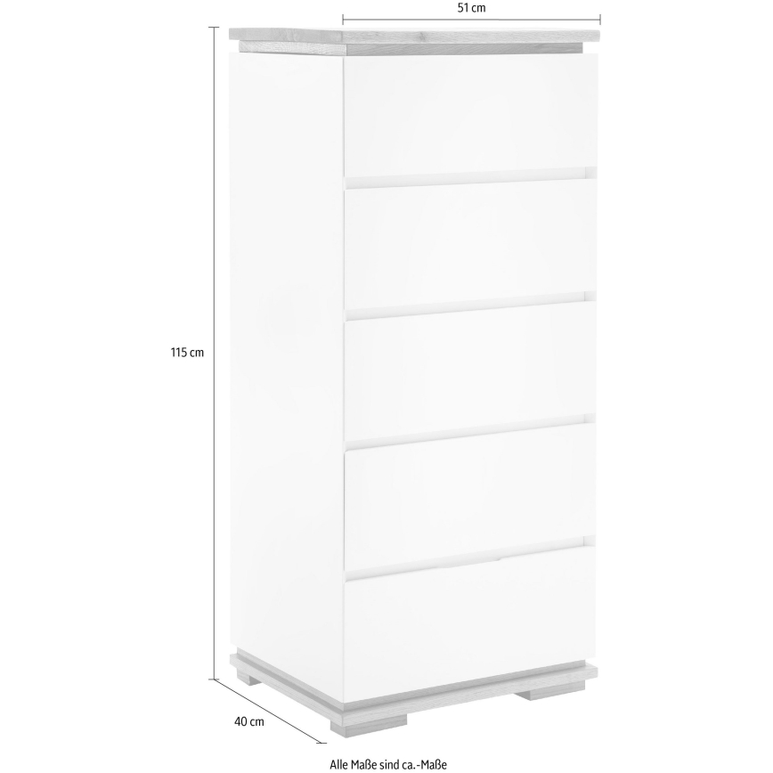 Komoda ARVI bílá/dub