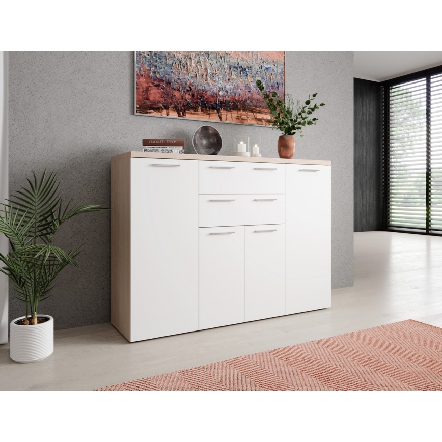 Komoda BRUNO dub sonoma/bílá