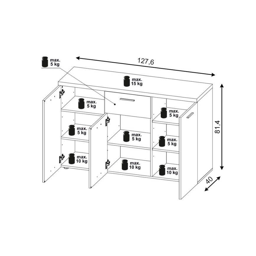 Komoda BRUNO dub sonoma/bílá