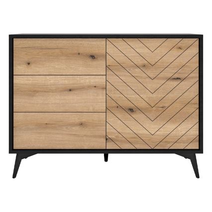 Komoda DIAMOND 104x77x39 cm černá/dub evoke