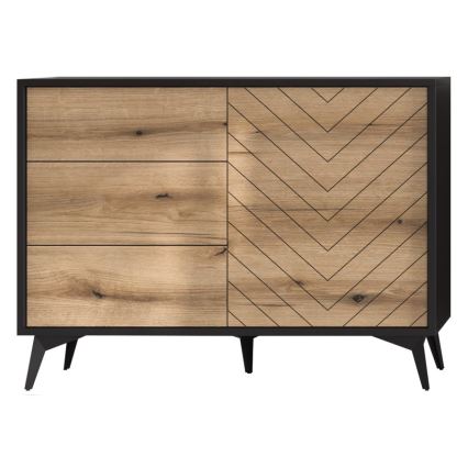 Komoda DIAMOND 104x77x39 cm černá/dub evoke