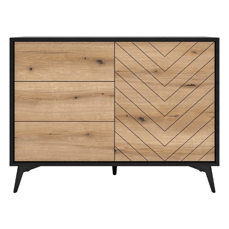 Komoda DIAMOND 77x104 cm černá/dub evoke
