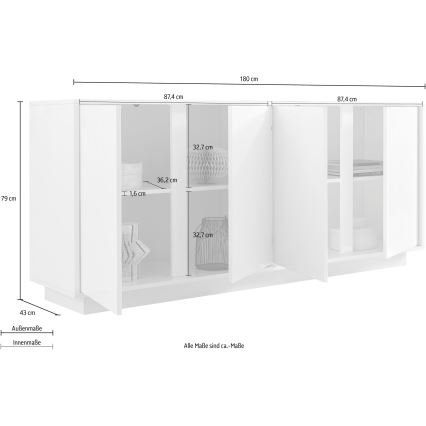 Komoda IDEA 180x79x43 cm bílá