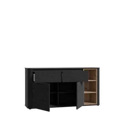 Komoda INAR 160x83x41 cm černá/dub