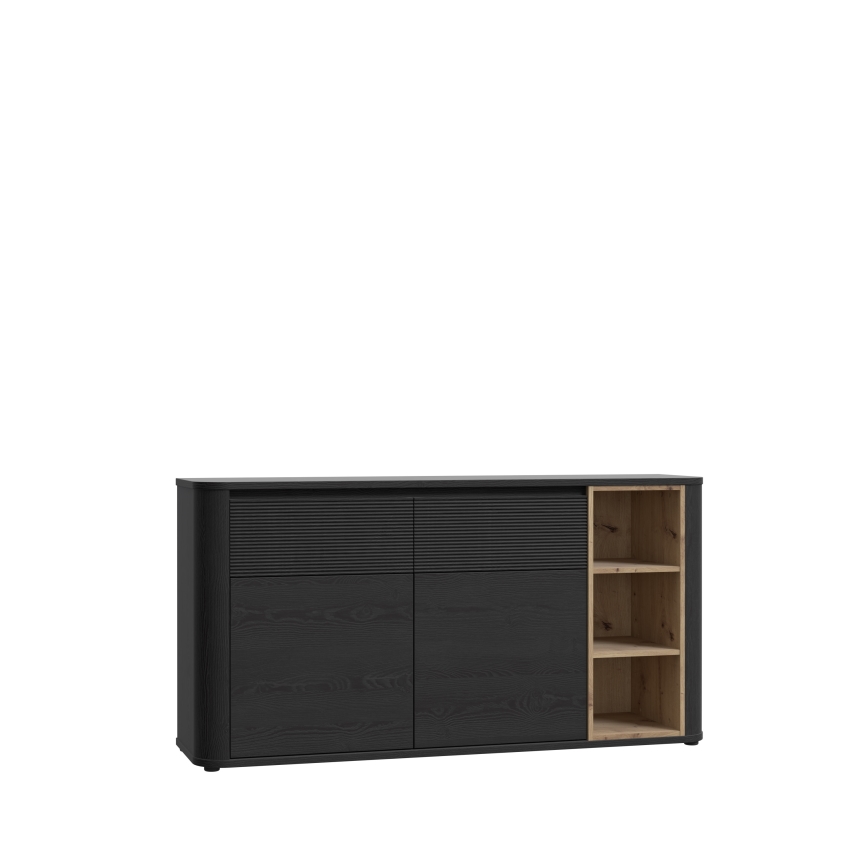 Komoda INAR 160x83x41 cm černá/dub