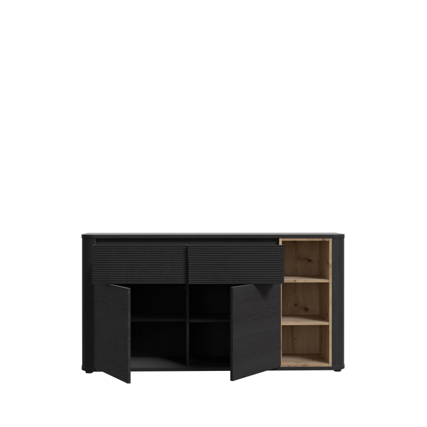 Komoda INAR 160x83x41 cm černá/dub