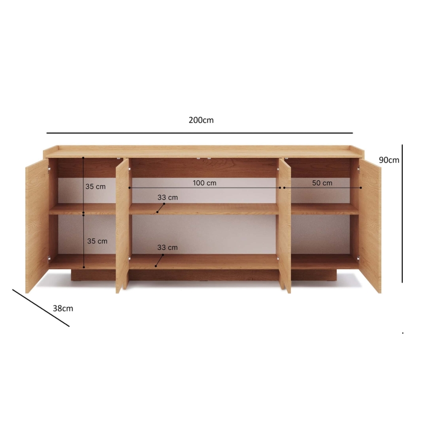 Komoda KEMI 200x90x38 dub cremona